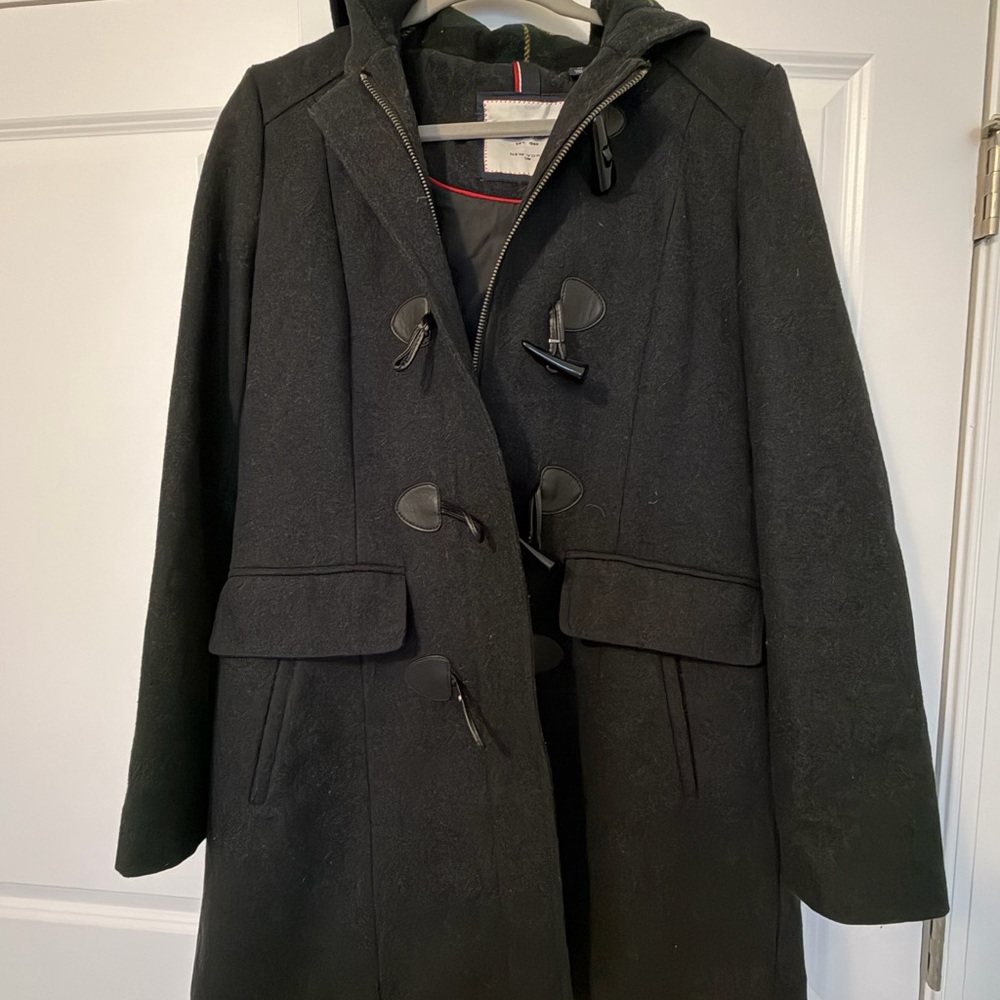 Tommy Hilfiger Black Wool Coat